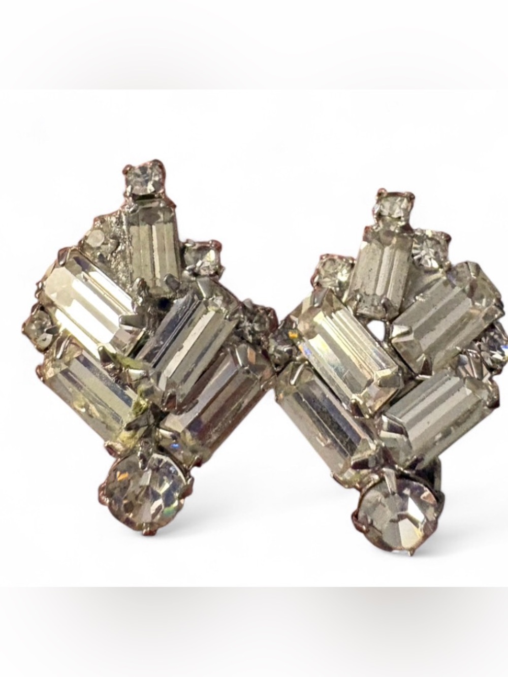 Weiss Signed Rhinestone Clip-On Earrings – MCM Atomic Glam Sparkle
